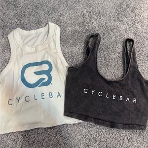 CycleBar White and Black Tank Tops with Blue and White Logos